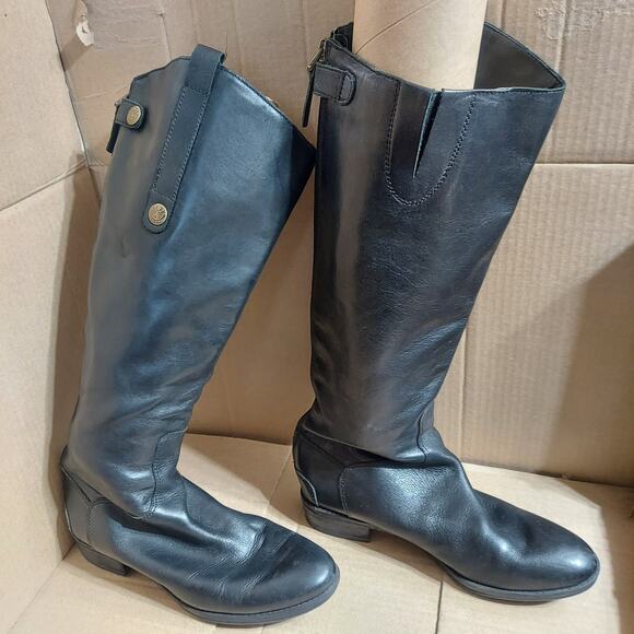 Sam Edelman Penny Women's US 6.5 M Black Leather Knee High Riding Boots - Picture 2 of 7